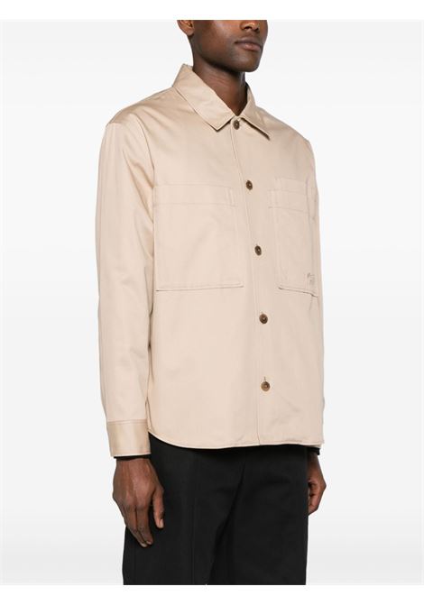 Beige logo-detail overshirt - men MAISON KITSUNÉ | MM00401WW0078P218